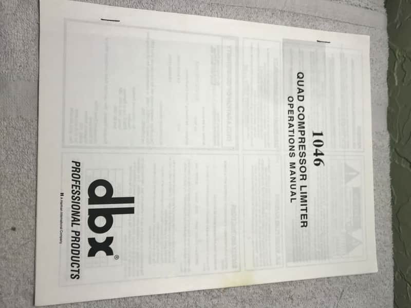 dbx 1046 Quad Compressor Limiter original owners manual 1996 image 1