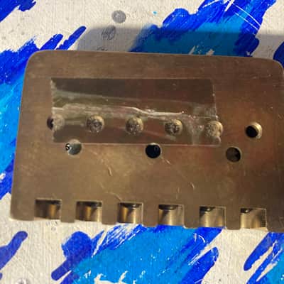 DiMarzio Pat. Pend. Brass Hardtail Stratocaster Bridge Vintage 1980s - Brass / Gold image 6