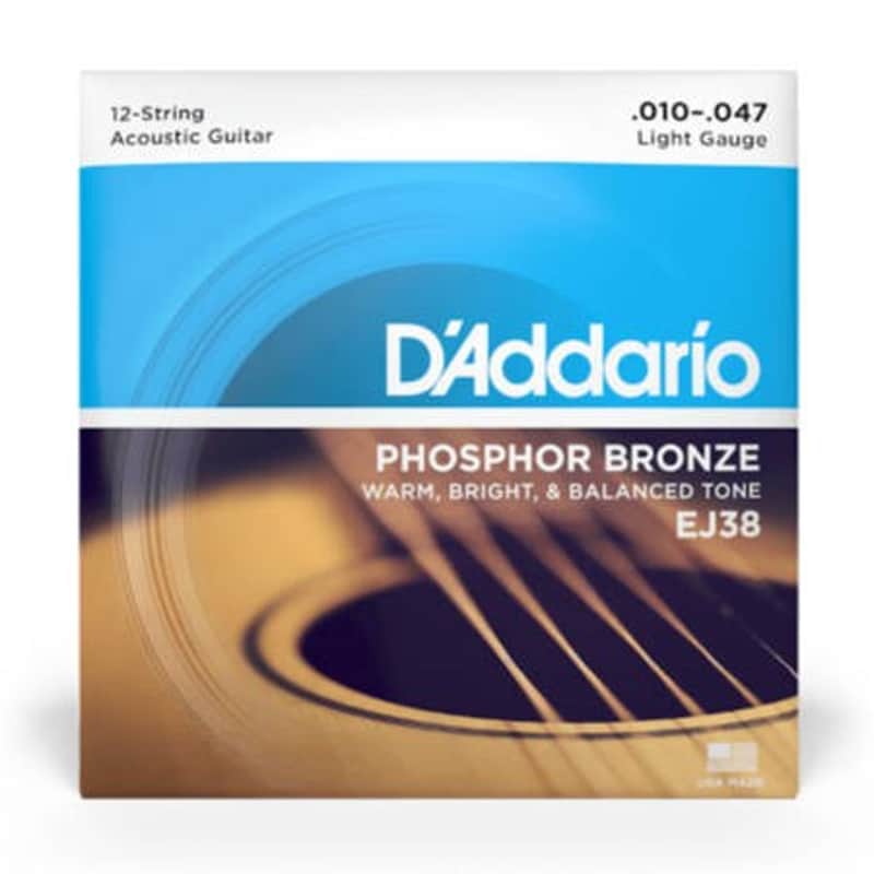 D'Addario EJ38 12-String Phosphor Bronze Acoustic Guitar Strings, Light, 10-47 image 1