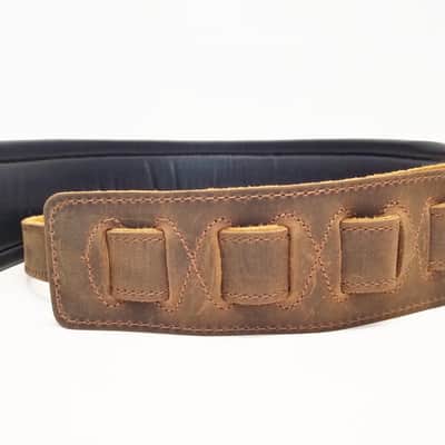 Padded Genuine Leather Guitar or Bass Strap 3.25" Wide Lightly Distressed image 3