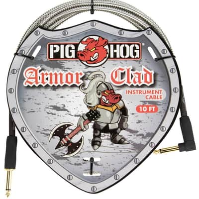 Pig Hog 10ft Armor Clad Right-Angle Instrument Cable image 3