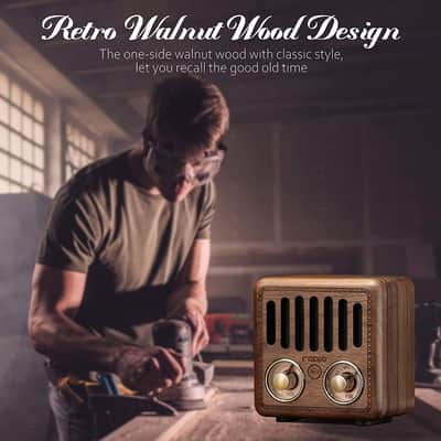 Retro Radio, Vintage Bluetooth Speaker, Walnut Wooden FM Radio with Bluetooth 4.2, Old Fashion image 2