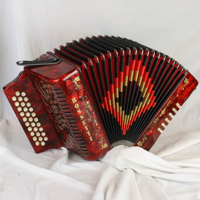 NEW Red Decorated Rossetti Diatonic Button Accordion GCF Sol  31 12 image 1