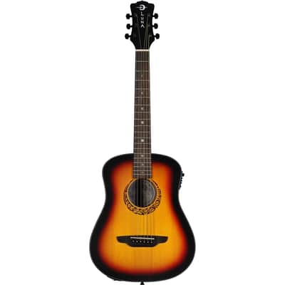Luna Safari Tribal Travel Acoustic-Electric Guitar, Left-Handed (with Gig Bag) image 2