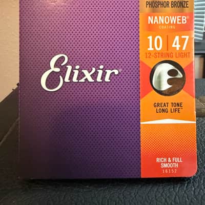 Elixir 16152 Nanoweb Phosphor Bronze 12 String Acoustic Guitar Strings - Light (12-53) 2010s - Standard image 2