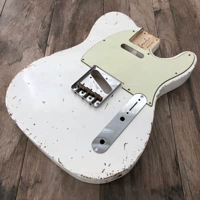 FRANCHIN Mars guitar body Relic Aged Olympic White 100% Nitro Lacquer Cracks SS Basswood Telecaster-Tele-T-Style Made in Italy - Stock piece #22320826 image 7