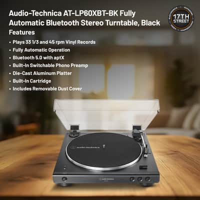 Audio-Technica AT-LP60XBT Fully Automatic Bluetooth Belt-Drive Stereo Turntable (Black) with 45 rpm Adapter, 4 Inch Bookshelf Speakers (Pair) and Waith Record Cleaning Kit (Essential Bundle Set) image 4