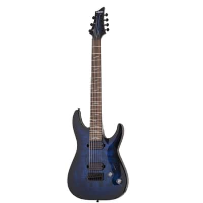 Schecter Omen Elite-7 7-String Electric Guitar - Rosewood Fingerboard, See-Thru Blue Burst image 1