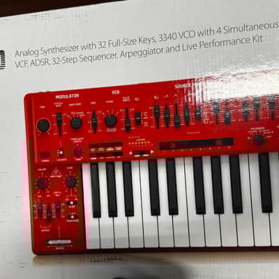 Behringer MS-1-RD Analog Synthesizer 32-Key w/ Sequencer & Arpeggiator – Like New