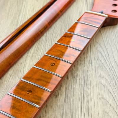 Left Handed Tiger Maple Wood Guitar Tele Style Neck, 22 Frets image 2