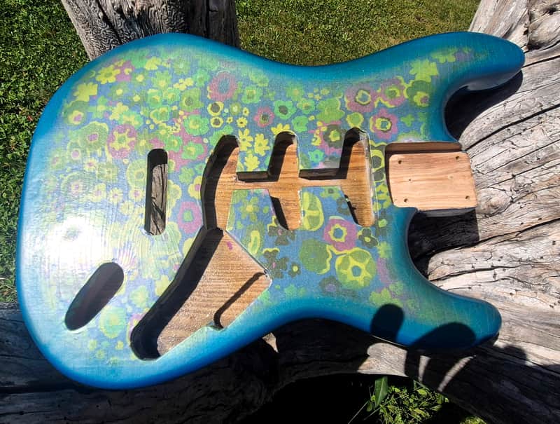 Blue Flower Floral Strat ST  Body, Aged, Relic , Nitro , Ash image 1