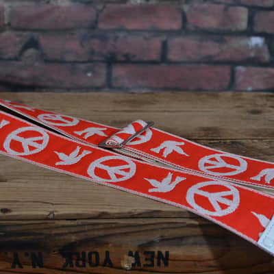 Ace DN-ACE06-RED Ace Vintage Reissue Red/White Peace & Dove Neil Young Guitar Strap Free Shipping image 3