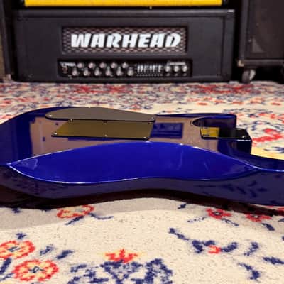 1999 Jackson Dinky HSS w/ Reverse Headstock + Shark Fins - Blue image 21