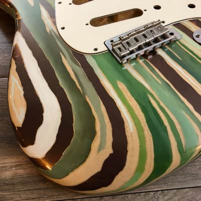FRANCHIN Mercury guitar body Colorful Wood Grain Green Oil Paint and Bronze Metallic Leaf Swamp Ash S-type Made in Italy - Stock piece #03700918 image 5