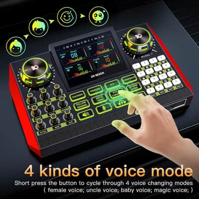 G9 Audio Mixer，Podcast Equipment Live Sound Card for Streaming，Audio Interface DJ Mixer Sound Card/Board Condenser Microphone for Tiktok Gaming Video Content Creator Kit. image 5