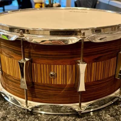 Pork Pie PP65X14RZ 6.5x14" Rosewood Zebra Maple Snare Drum 2010s - Natural image 4