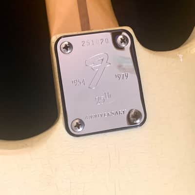 Vintage 1979 Fender 25th Anniversary Stratocaster in Original and Rare Pearl White Finish - All Original With a 4 Bolt Maple Neck and the Original Fender Embossed Logo Case image 9