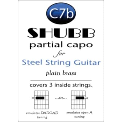 Shubb C7B Partial Capo, Holds 3 Middle Strings, DADGAD Tuning, Plain Brass image 4