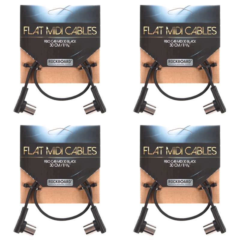 Rockgear Midi Cable, 30cm / 11.81" Black 4 Pack Bundle image 1