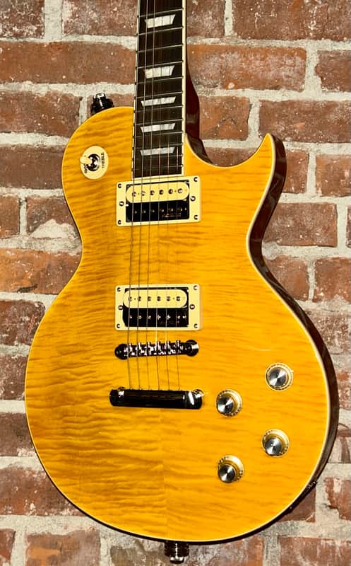 NEW Vintage V100-AFD Reissued Paradise Series Single Cut - Flamed Amber, Support Small Business and Buy It Here! image 1
