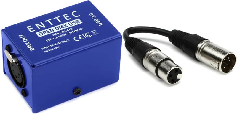 ENTTEC Open DMX USB 512-Ch Non-Isolated DMX Interface  Bundle with Chauvet DJ DMX3F5M 3-pin to 5-pin Turnaround image 1