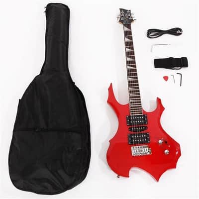Glarry Flame Shaped Electric Guitar with 20W Electric Guitar Sound HSH Pickup Novice Guitar - Red image 10