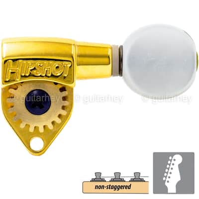 NEW Hipshot Classic Open-Gear Tuners 6 in line Non-Staggered OVAL Pearloid, GOLD image 1