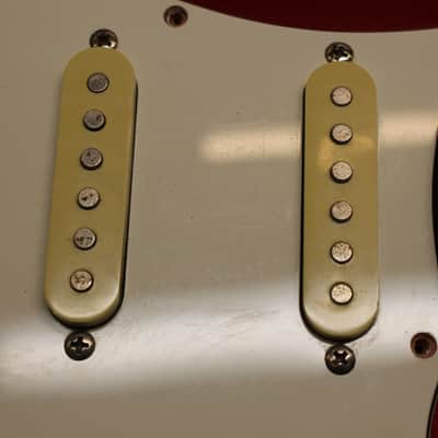 1992 Fender MIM Standard Stratocaster Vintage Tremolo Rosewood Fretboard Electric Guitar Crimson Red Metallic image 10