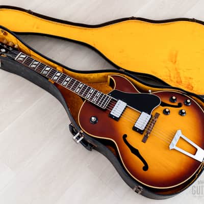 1969 Gibson ES-175 D Vintage Hollowbody Guitar Ice Tea Sunburst w/ Pre-T Top Patent Stickers, Case image 21