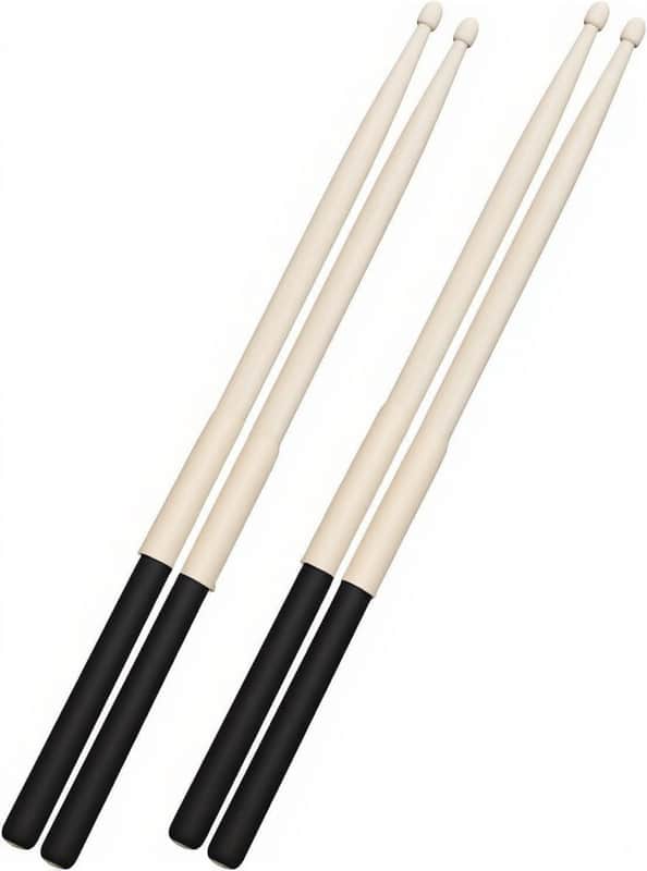 Drum Sticks for Drums, Natural Solid Wood丨Weight Balanced丨Non-Slip Grip, Live Performance & Drum Kit Practice Accessories, Percussion Drumsticks for Professional Beginner 2 Pairs image 1