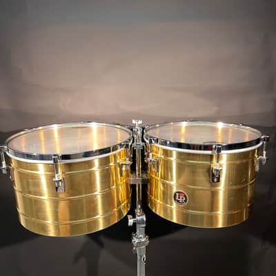 Latin Percussion LP258-BZ Tito Puente Signature 15/16" Bronze Thunder Timbales with Stand 2020’s - Bronze/Chrome image 1