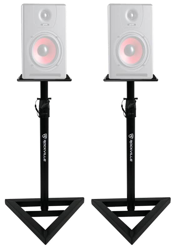 (2) Rockville Adjustable Studio Monitor Speaker Stands For Gemini SR-5 Monitors image 1