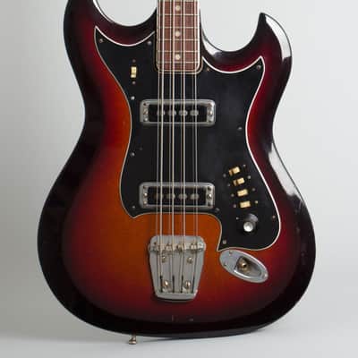 Hagstrom  H-8 8-String Bass Solid Body Electric Bass Guitar (1968), ser. #748005, black hard shell case. image 3