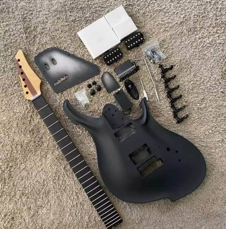 Aluminum Black DIY Project Guitar Body and Neck Kit image 1