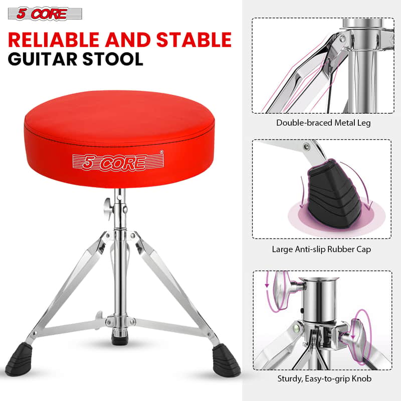 5 Core Drum Throne 3" Padded Drum Seat Height Adjustable Drumming Chair for Practice and Performance image 1