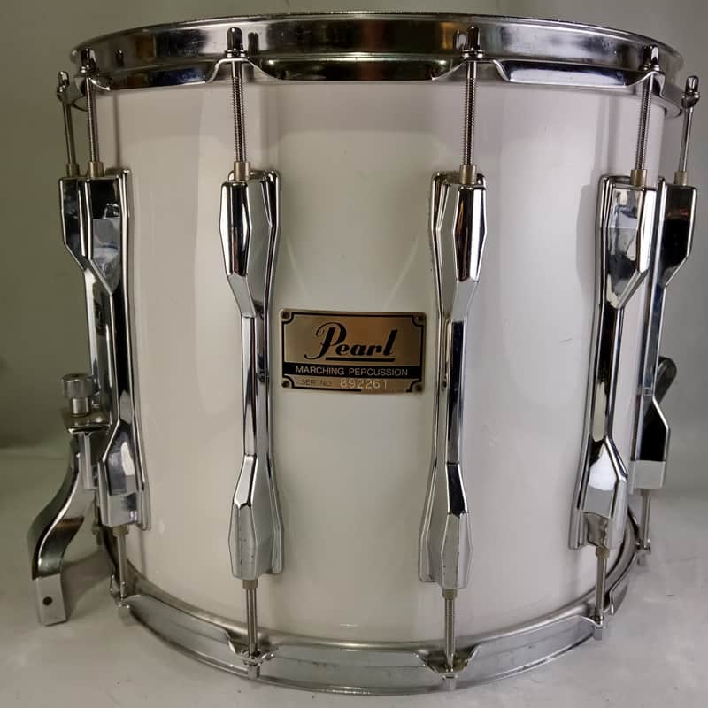 Pearl 12x14"Marching Percussion Snare Drum Piano White 12-Lug High-Tension Japan image 1
