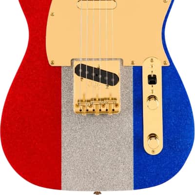 Fender Buck Owens Signature Telecaster Limited Edition Electric Guitar, Maple Fingerboard, Red Silver and Blue Sparkle image 2