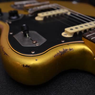 American Fender Jaguar Custom Relic Gold Sparkle image 5