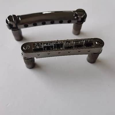 Black Nickel Guitar Tune O Matic Bridge with Stopbar Tailpiece image 1