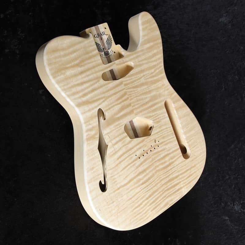 Grail ~ Thinline Telecaster Body ~ 3lbs 11oz ~ Flame Maple ~ Alder & Walnut ~ Unfinished image 1