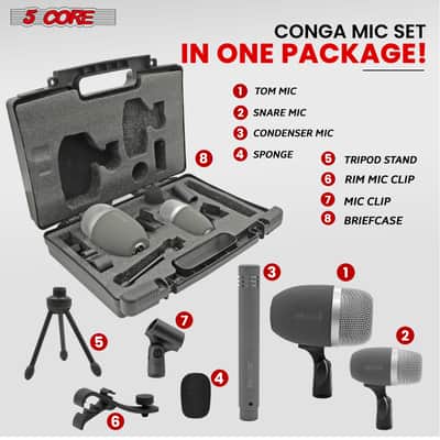 5 Core Conga Mic Snare Tom Microphone Drum Kit Condenser XLR Instrument Mics image 1
