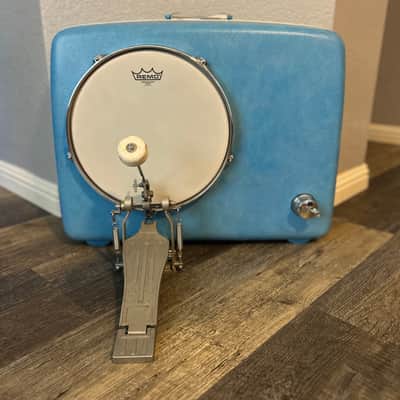 “BLUE DOG” busker style suitcase drum by Vintage Suitcase Kick Drums image 4