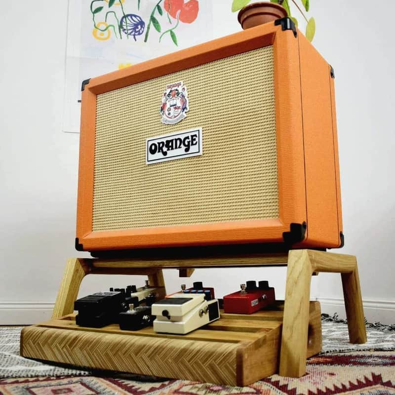 Lakefront Bright Braids Oak & Plywood pedalboard and Amp Stand set, custom made solid wood guitar amplifier stand, mid century modern speaker stand 2024 - natural image 1
