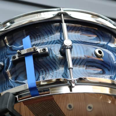 HHG Drums 14x7 Contoured Ash Stave 2022 Ocean Blue High Gloss Lacquer image 10