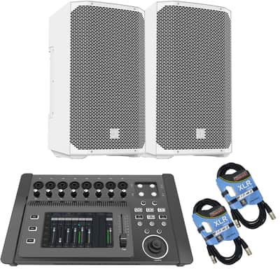 (2) Electro-Voice EVERSE 12 Weatherized Battery-Powered (White) - PSG AUDIO DM-1608 - (2) XLR Cables Bundle image 1