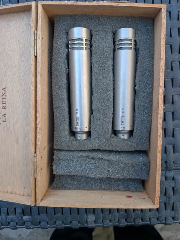 Neumann KM 84 Small Diaphragm Cardioid Condenser Microphone Stereo Pair 1966 - 1992 - Nickel image 1
