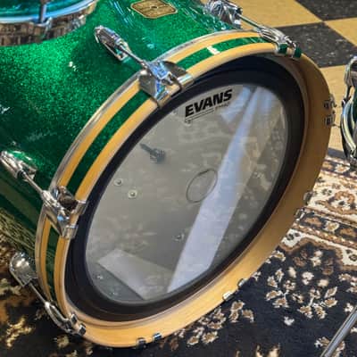 USED 1990's Gretsch USA Custom Square Badge Drum Set in Green Sparkle image 9