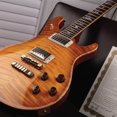 PRS RARE Private Stock [One of The Very 1st 594s | 1 of Only 26 From The First Run!] Guitar Of The Month "February" McCarty 594 in Vintage McCarty Smoked Burst w/Bronze Aluminium Two-Piece Bridge, Flame Mahogany Neck and MOP with Paua Outline Bird Inlays image 10