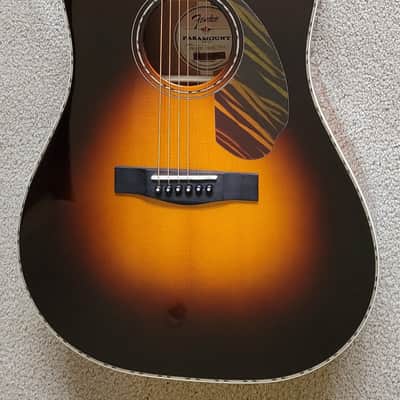 Fender Paramount PD-220E Dreadnought Acoustic Electric Guitar, 3-Color Vintage Sunburst, Hard Shell Case image 3