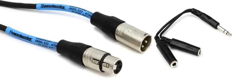 Pro Co EXM-20 Excellines Microphone Cable - 20 foot  Bundle with Hosa YPP-118 Y Cable - 1/4 inch TRS Male to Dual 1/4 inch TRS Female image 1